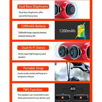 Bluetooth Speaker Portable 10W Powerful Sound Box Music Wireless Subwoofer Radio FM PC Woofer High Power Waterproof