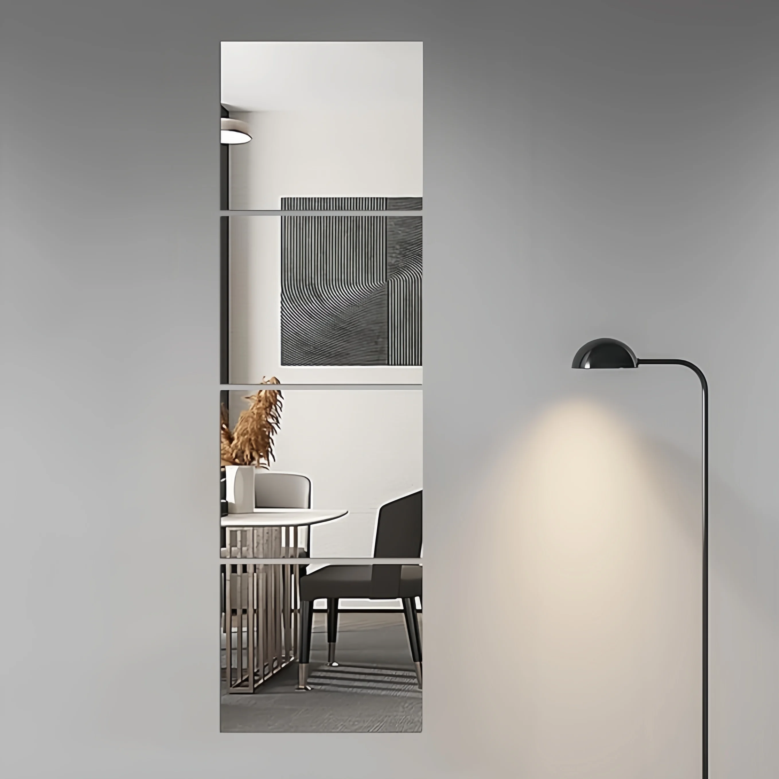 4/8PCS Rectangle Acrylic Mirror Stickers Flexible Mirror Stickers DIY Art Living Room Decoration Door Wardrobe Home Decor