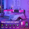 Corner Bed Frame with Storage Bookcase, Twin Daybed with Storage Drawers Underneath, Kids Bed Unit with Charging Station 4