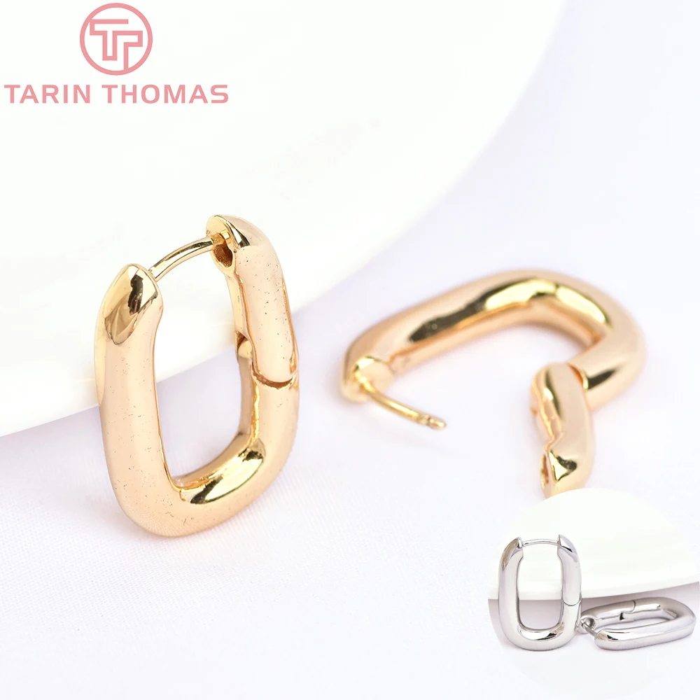 ピアス Numbering Epoxy-Colored Vintage Hoop Earrings #8290 SA5B0002 5935) 4PCS 15.5x22MM 24k Gold Color Brass Oval Earrings Hoop