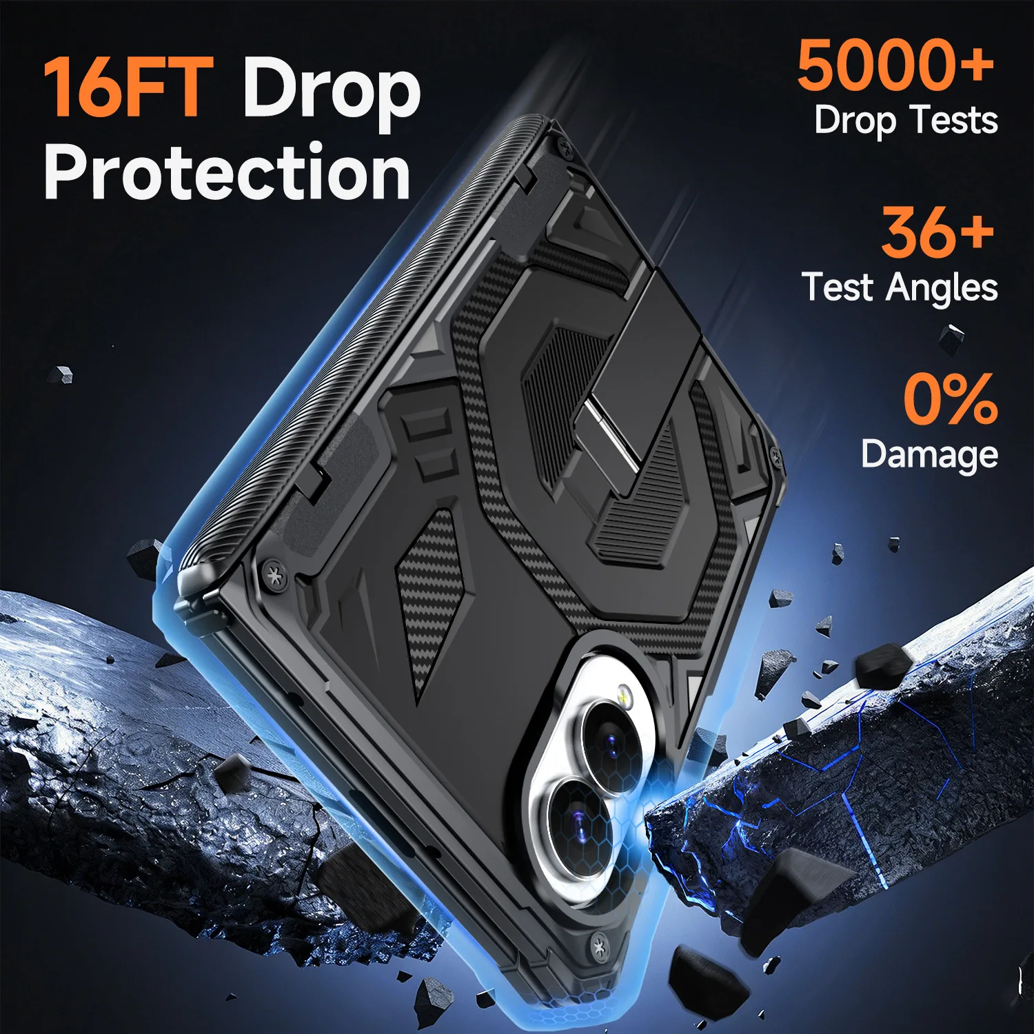 Foldable Phone Case with Magnetic Attachment and Built-in Stand - Drop-Resistant Protection Cover
