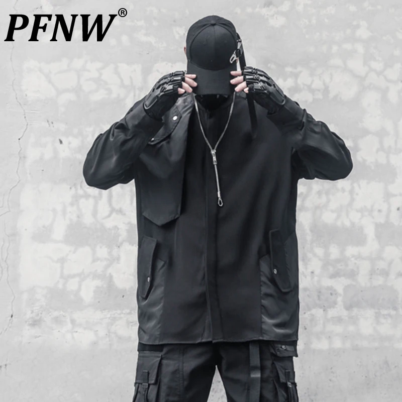 

Мужская рубашка-карго с воротником-стойкой и длинным рукавом