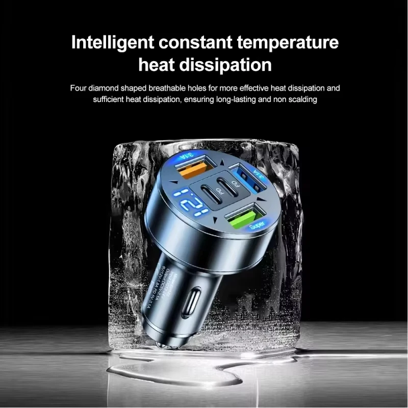Caricabatterie per Auto 250W con 5 Porte, Ricarica Rapida PD QC3.0 USB C, Adattatore per Telefono con Indicatore di Tensione per iPhone Samsung Huawei Xiaomi - Image 5
