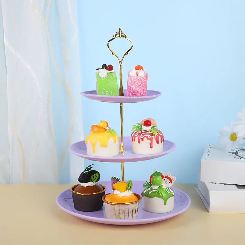 3 layer fruit plate wedding cake stand afternoon tea dessert table decoration plastic dry fruit plate Phnom Penh cake