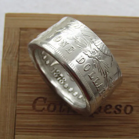 

Pure Silver US 1878 Morgan Dollar Coin Ring Very Shiny Handcrafted US Size 8-16 Custommized Date