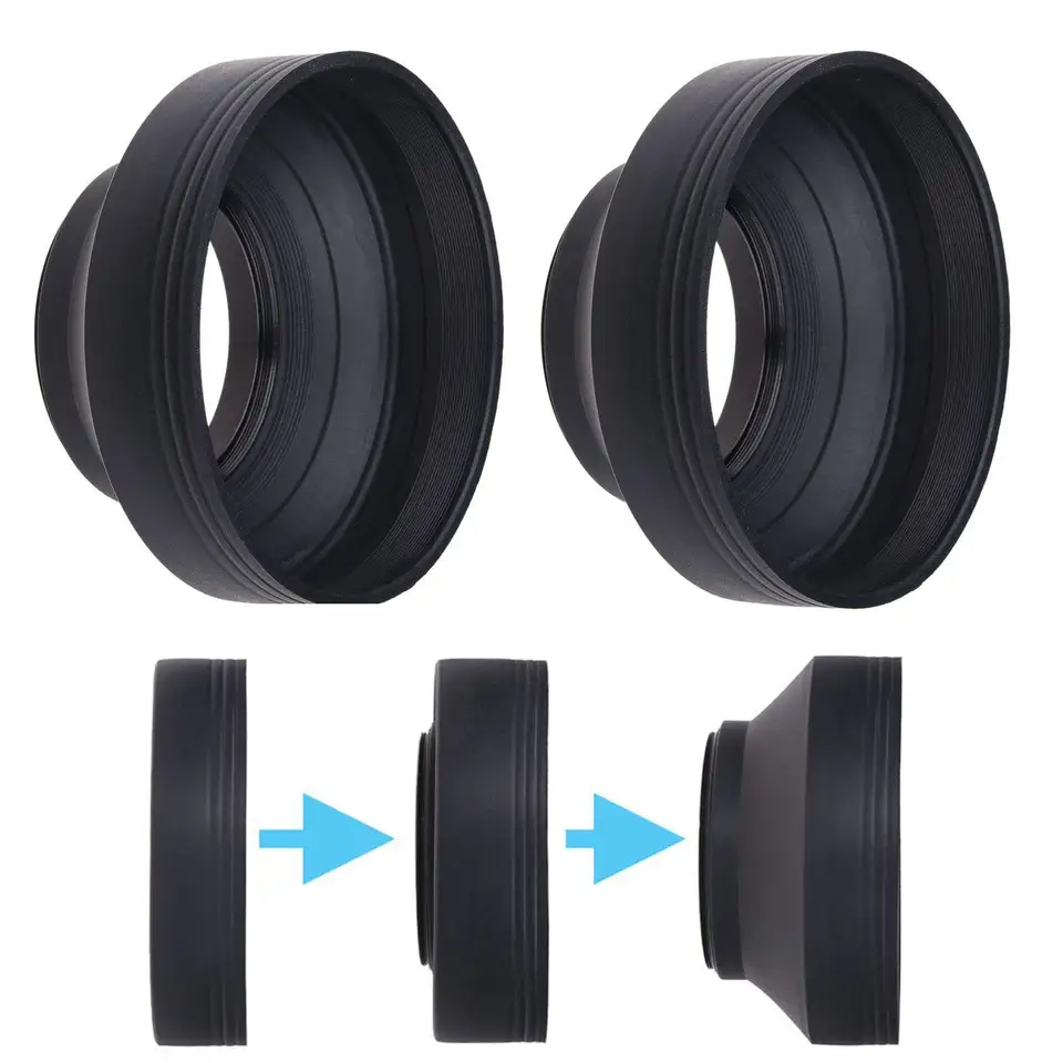 Paraluce Pieghevole In Gomma 52 Mm 3 In 1 (3 Stadi) Per Obiettivo - DSLRKIT