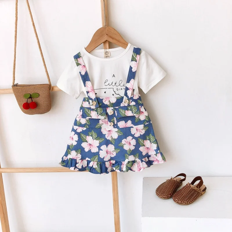

Girls' summer suits Korean new baby sleeve shirt tartan short skirt western style two-piece suit