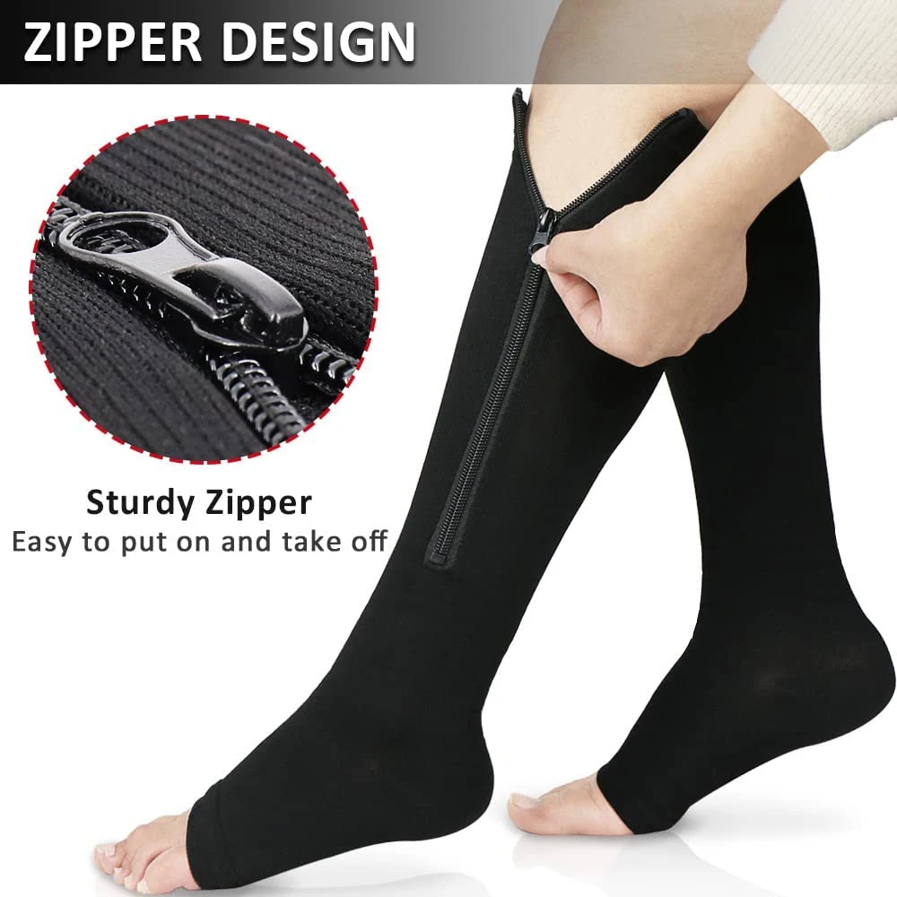 Zipper Medical Compression Socks 15-20 mmHg for Women and Men