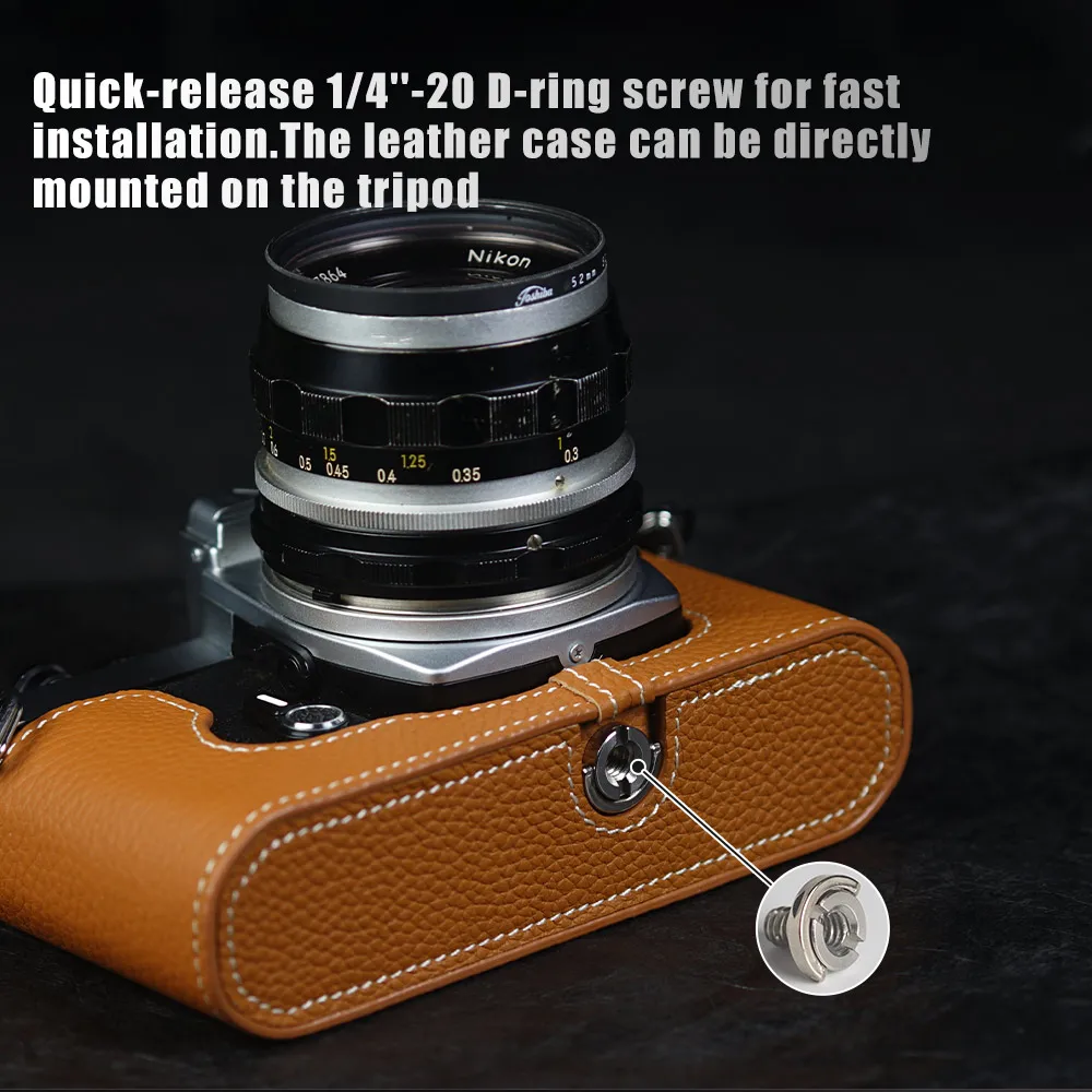 Handmade Genuine Leather Half Case Film Camera Protective Case Leather Camera Half For Nikon FM
