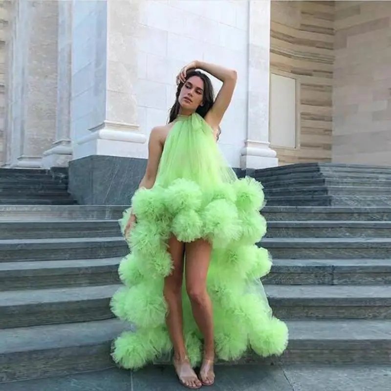 

CloverBridal мягкое Тюлевое платье для фотосъемки пасмурное короткое спереди длинное сзади модное платье зеленое платье для выступлений WE9483