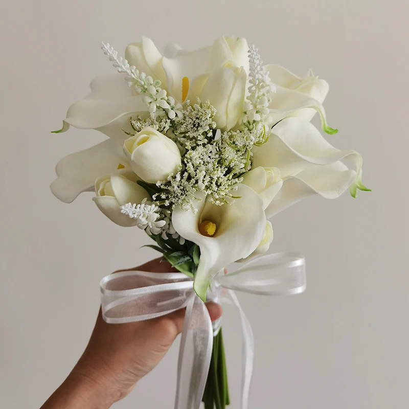 Wedding Bouquets Wedding Bouquet Artificial Calla Lily Hand Bouquet Bridal Holding Flowers for Bridesmaid Wedding Flowers Bridal Accessories