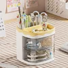Practical Multi-Functional Desk Organizer Pen Holder Double Layers Rotating Pencils Storage Rack Student Cosmetics Storage Shelf 5