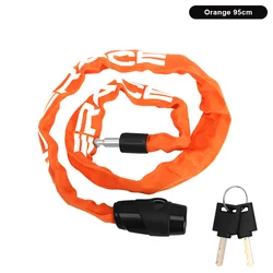 RIDERACE High-Security Portable Bicycle Chain Lock with Keys (Orange)