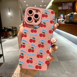 Charming Cartoon Cherry Shockproof Silicone Phone Case - Stylish & Durable Protective Cover - iPhone 14 (Pink 2M542)