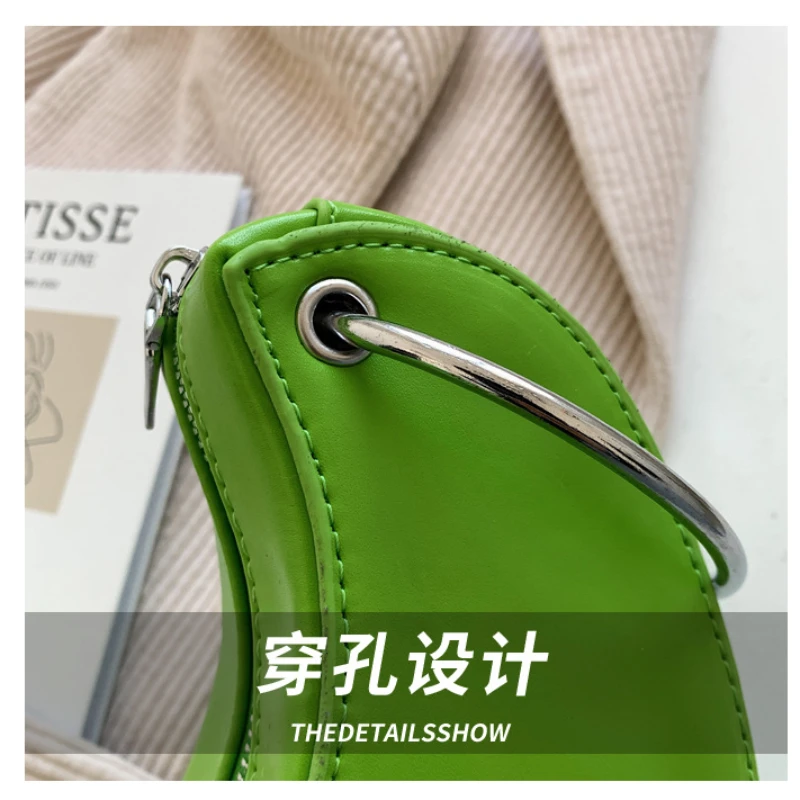 Explosive Style Leopard Print Niche Cool Trendy Bag Peach Heart-shaped Irregular Chain Armpit Bag Women Shoulder Bag   Handbags