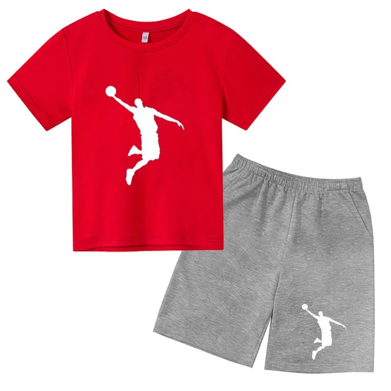 cute Clothing Sets 2022 Summer Basketball Team Print Children's T-Shirt Suit Short Sleeve Shorts 2 Piece Kids Sportswear Boys Girls Cotton Casual dress up time princess clothing sets