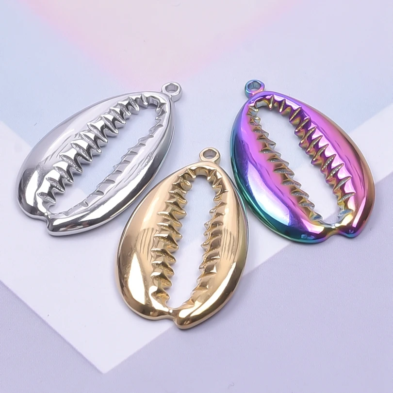 

10pcs Fashion Stainless Steel Charms For Women Bracelets Necklaces Earring Shell Beads Pendant Jewelry Craft Metal DIY Accessory