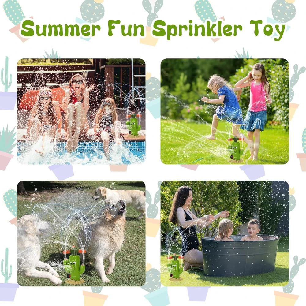 Cactus Sprinkler, Cartoon Lawn Sprinkler with Automatic Rotation, Fun Watering Device for Garden Yard Grass