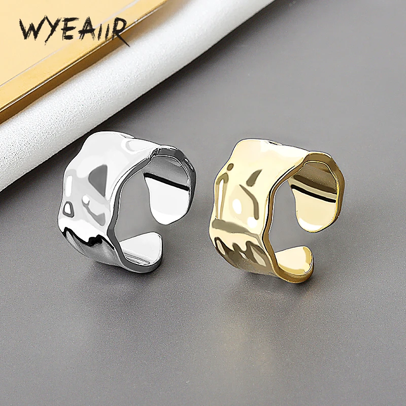 

WYEAIIR Ретро хип-хоп Неправильной Геометрии INS 925 пробы Серебряное регулируемое Открытое кольцо для женщин Роскошные ювелирные изделия