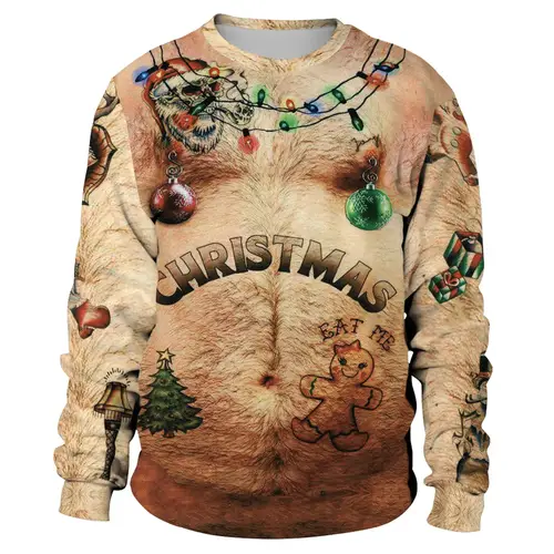 Men Women Llama Ugly Christmas Sweatshirt 3D Funny Print New Year Eve Xmas Sweater Couples Pullover Holiday Party Jumper Tops - Image 21