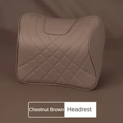 Deluxe Leather Auto Headrest and Lumbar Support Pillow Set (Brown 1pcs)