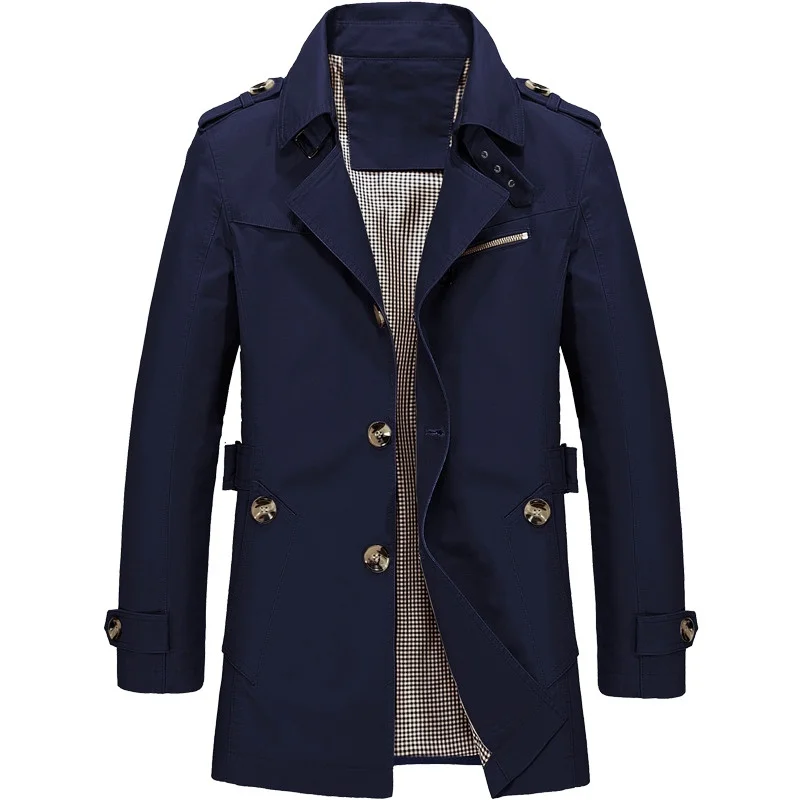 Warmth coat waterproof windbreaker jacket trench coat Men's Business Windbreaker Long Jackets Pure Cotton