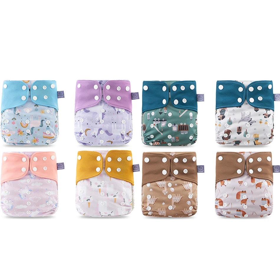 Elinfant ECOfriendly Diaper Set Baby 8 Pcs Pocket Diapers One Size