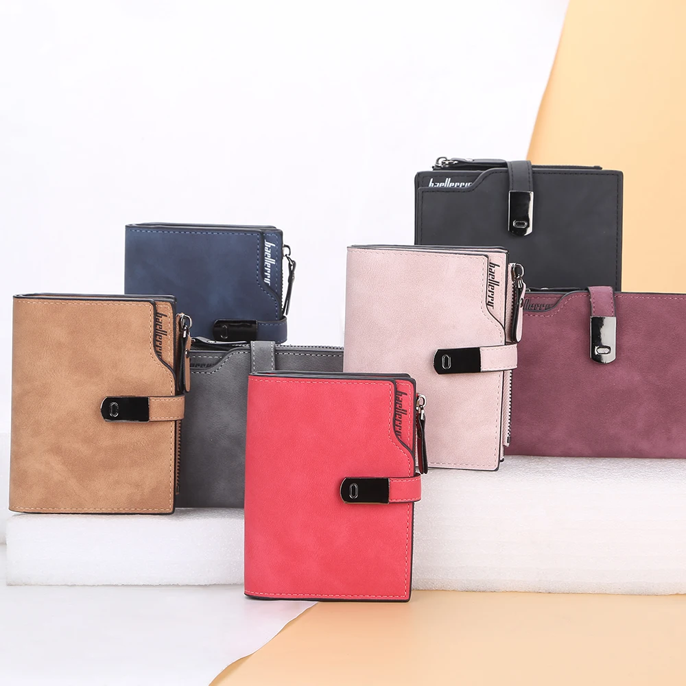 New Fashion Women Wallets Short Magnetic Buckle Top Quality Card Holder Female Purse Zipper Wallet For Small Wallet for Girl 6