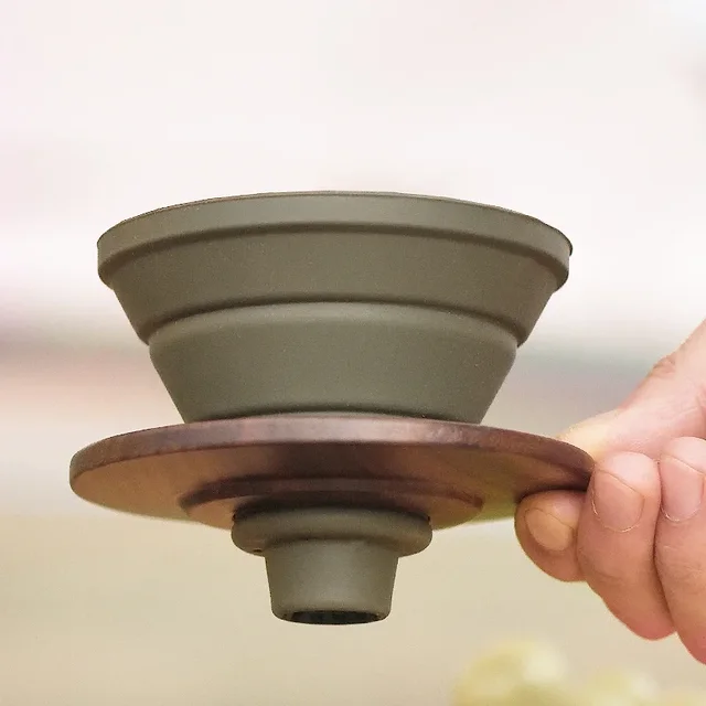 Silicone Coffee Filter Cup Outdoor Hand-brewed Coffee Set Portable Foldable Filter Cup with Base Sharing Pot Coffee Utensils