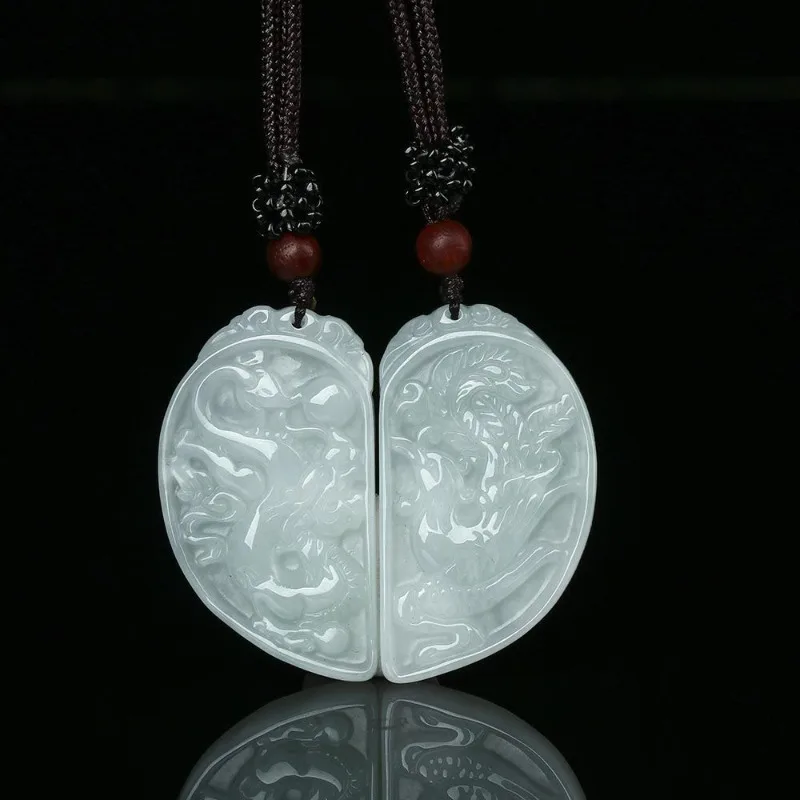 

Jade A Cargo Dragon and Phoenix Pendant Couple Exquisite Joker Jade Pendant A Pair.