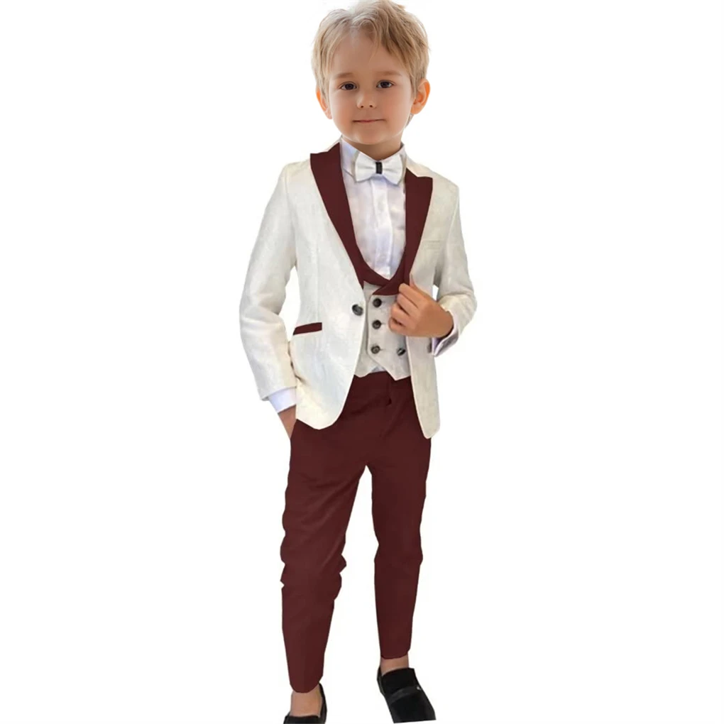 Formal Boy's 3-Piece Suit Set Jacket Vest Pants Paisley Slim Fit Kids Tuxedo Toddler Dresswear Wedding Ring Bearer boys suits