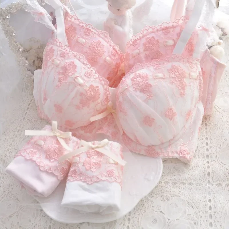 

Japanese Style Super Cute Bra & Panties Set Soft Sister Underwear Sleep Intimates Sets Sweet Kawaii Lolita Oversized 2 Colors