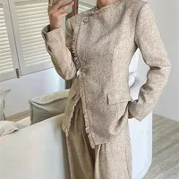 casual suit sets  2024 new women's spring and autumn two-piece fringed design jacket casual+pants set 1