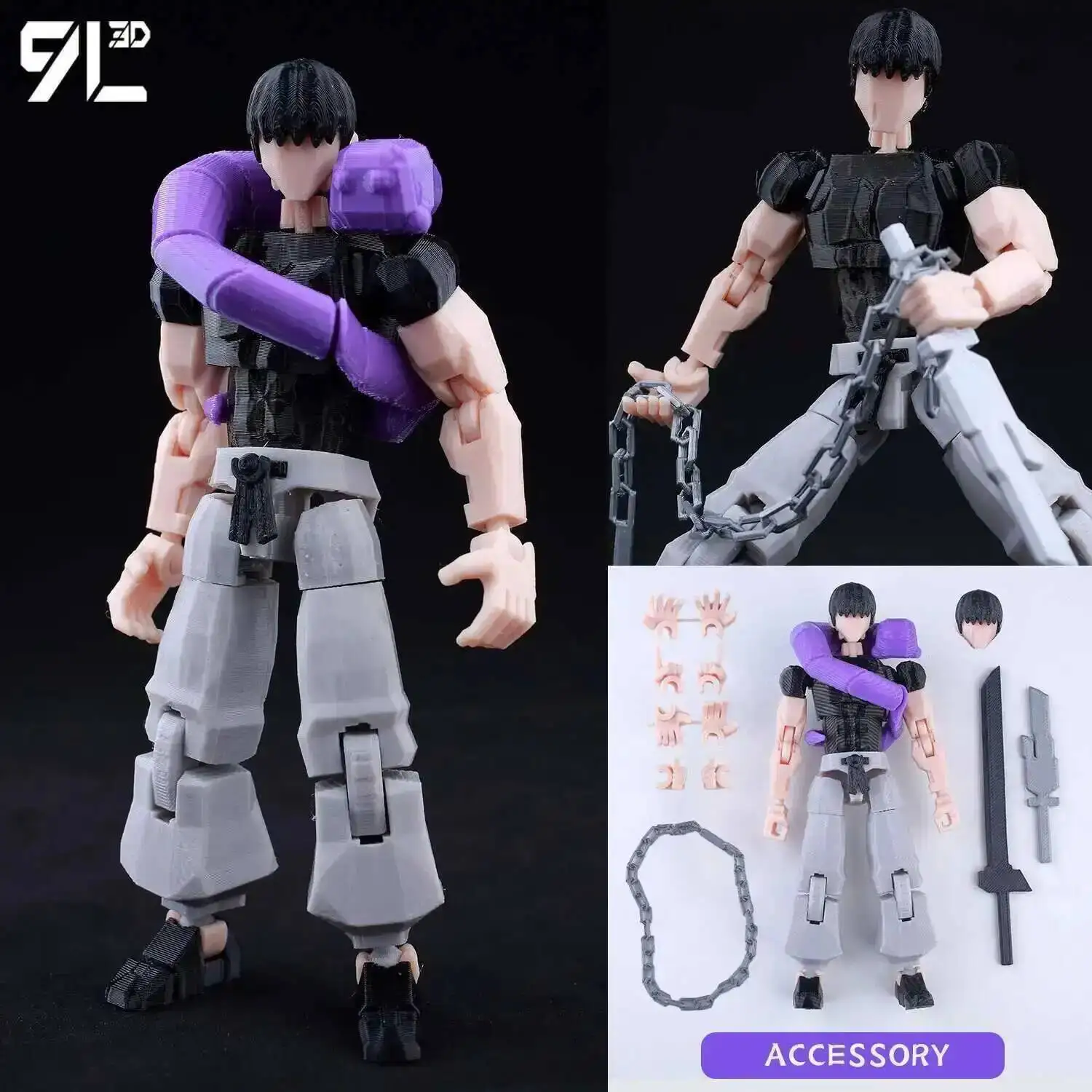 Articulated Anime Figure with Cursed Robe - Inspired by Jujutsu Kaisen