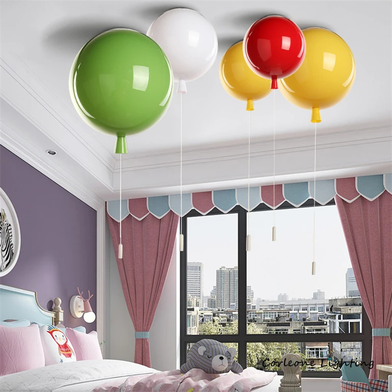 

Modern Balloon Acrylic Ceiling Light Fixtures Kids Room Home Decor Bedroom E27 Bulb 5 Colors Ceiling Lamps with Switch Luminaire