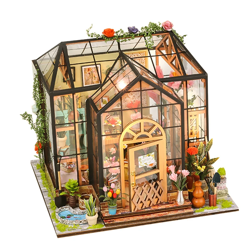 Casa delle bambole in miniatura fai da te Jenny serra casa delle bambole in  legno giocattoli regali - AliExpress