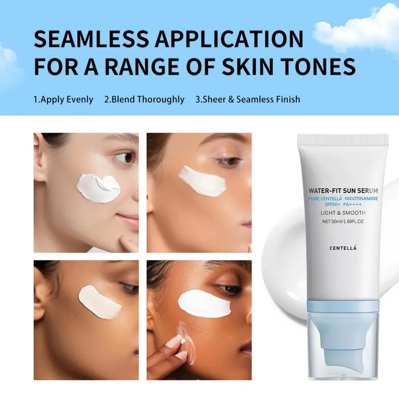 Facial Sunscreen Sunscreen Cream Sunscreen SPF 50 Centella Asiatica No Sticky Refreshing Sunscreen 50ml Essence for Dry Oily Sensitive Skincare