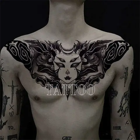 

Temporary Tattoo Dark Moth Demon Tattoo Stickers Chest Y2K Fake Tattoo Punk Tatuaje Art Festival Tatto Cheap Goods Wholesale