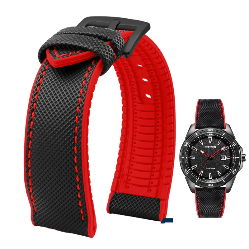 Premium Nylon-Silicone Waterproof Watch Strap for Men - 19mm, 20mm, 22mm Rubber Wrist Band Accessories