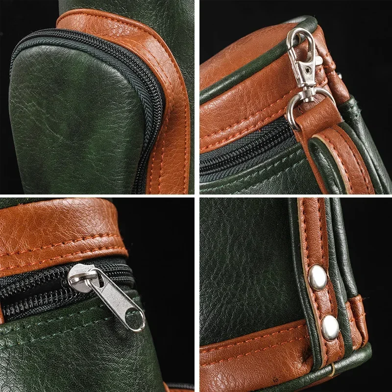 Accessori per tubi per sigari da viaggio Borsa da golf per sigari portatile per uomo Regalo Porta umidificatore in pelle Tagliasigari e umidificatore - immagine 3