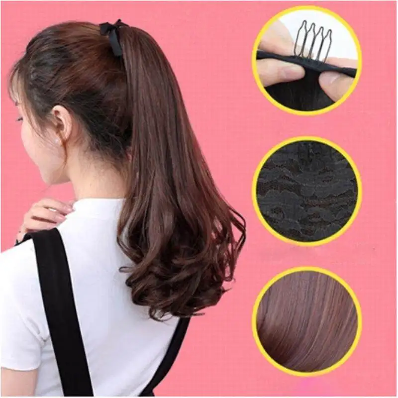

Wig Extension Ponytail Ribbon-Type Grafting Lifelike Curly Straight Wavy Hair
