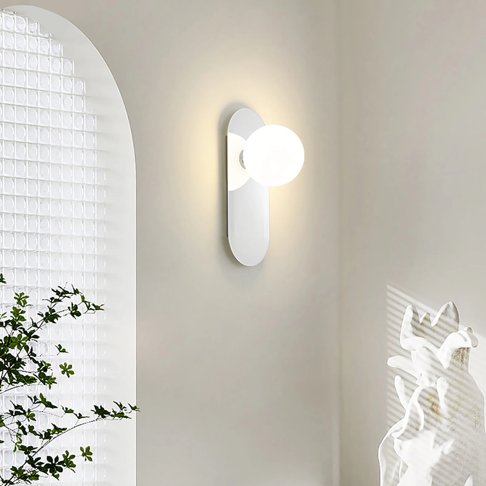 Chrome Wall Sconces, Modern LED Wall Lamp w/Glass Ball, 3000K Warm White Light for Living Rm, Bedrm, Bath Vanity (No Switch)