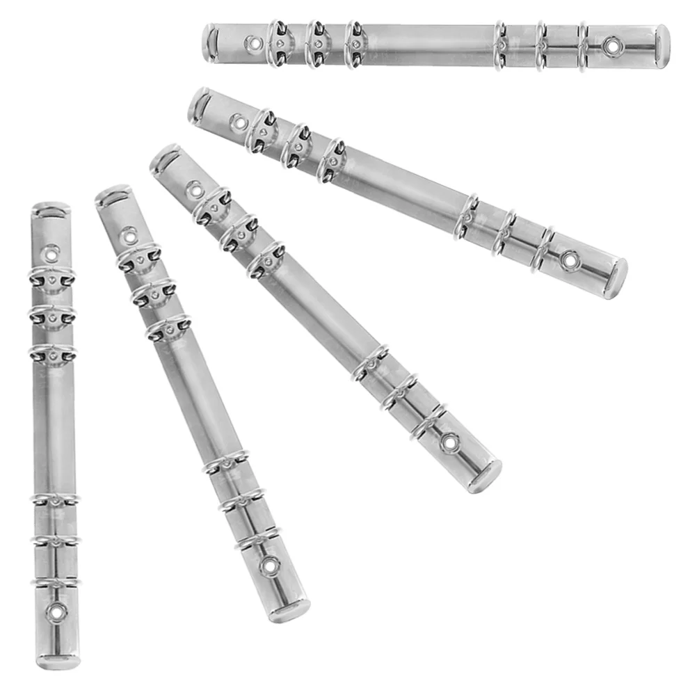 

5 Pcs Binder Scrapbook Notebook Binding Spine Combs Round Spines Stainless Steel Rings Mechanisms Planners Office 6-ring Clip