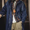 Maden Retro 10.2oz M51 Denim Jackets Fishtail Windbreaker Loose Mid-Length Solid Color Hooded Jackets for Men's Autumn Tops 4