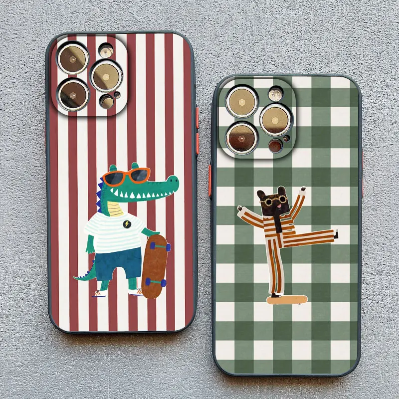 Charming Green & White Plaid Animal Phone Case