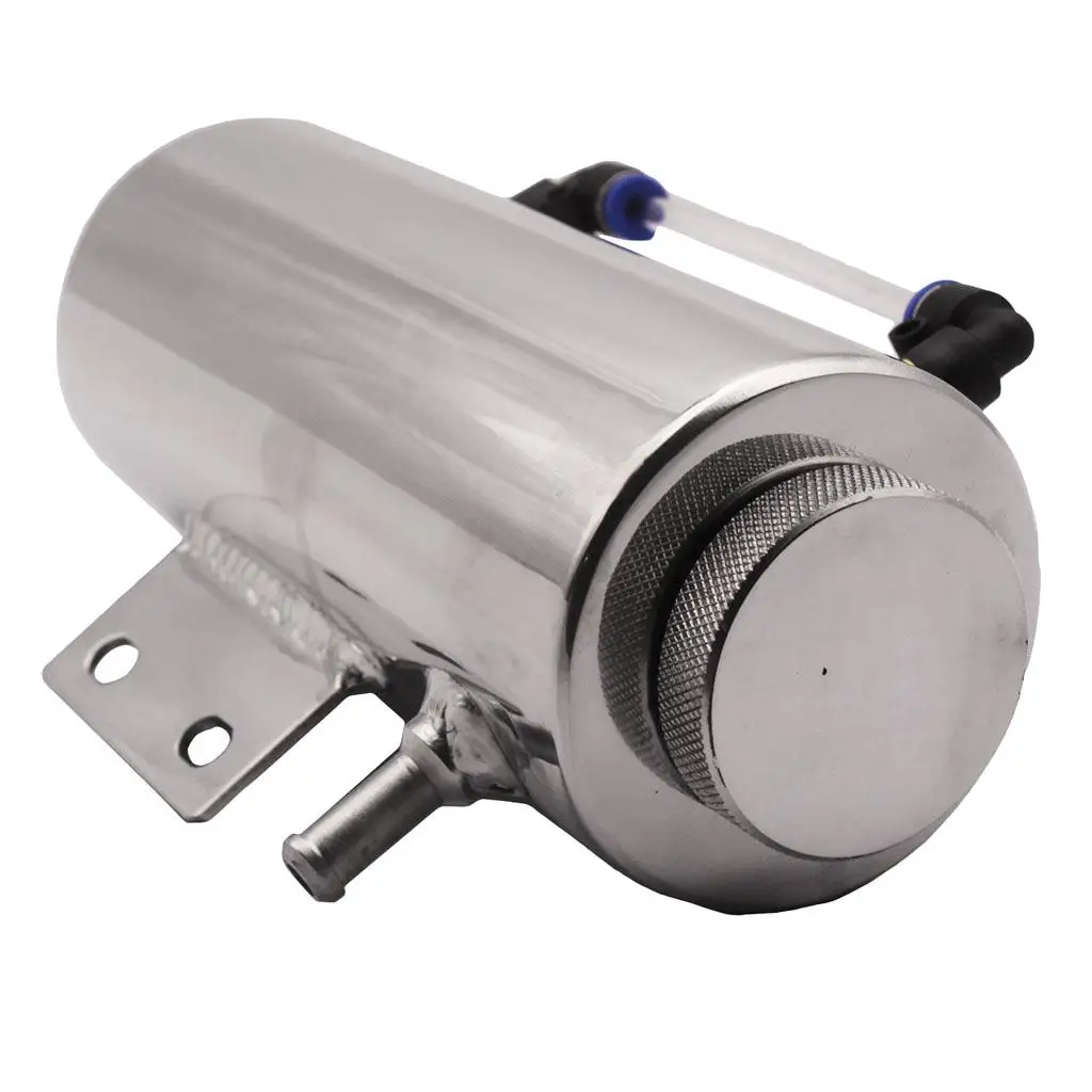Universal Stainless Steel Water Coolant Header Overflow Expansion Tank Reservoir(Polished), 8.07x2.95inch