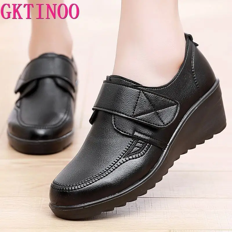GKTINOO 2023 Spring Autumn New Women's Single Shoes Wedges Soft Sole