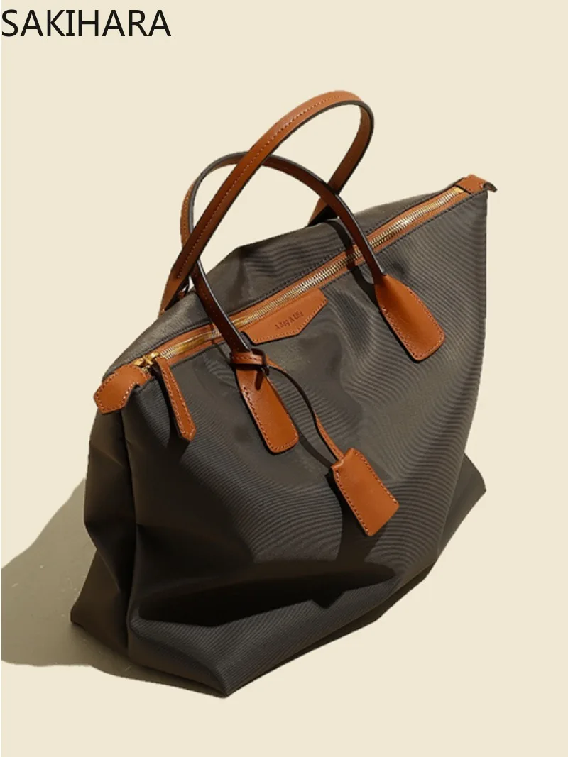 

Tote Bags for Women Patchwork Contrast Color Large Capacity Casual Simple Versatile Vintage Fashion Soft Kpop Bolsas De Mujer