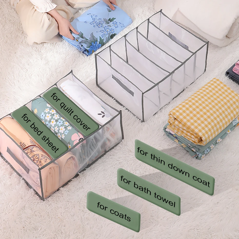 1pc Five-grid Mesh Storage Box Large-capacity Clothes And Quilt Cover Home Wardrobe Organization Storage Box 4