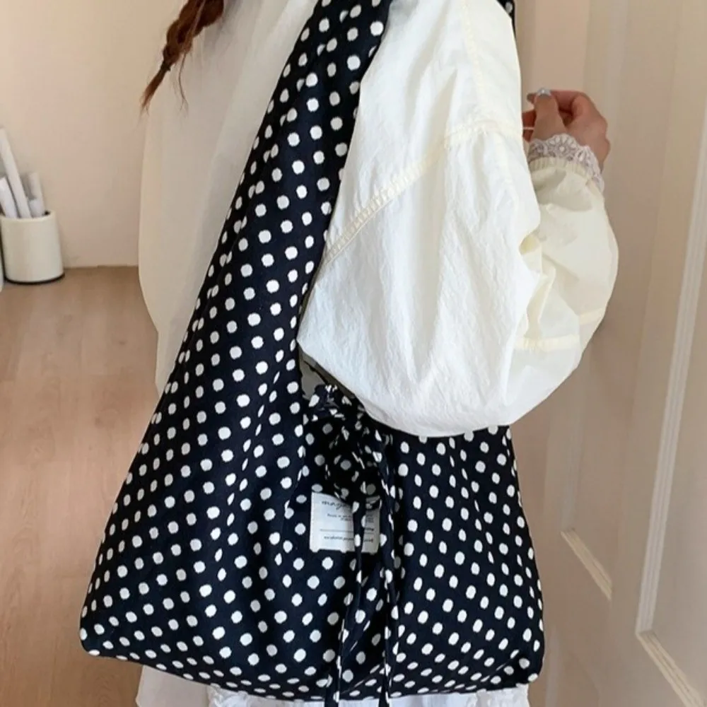 Borsa a Tracolla Retrò a Pois, Stampa Leopardata, Stile Casual, Borsa Tote Reversibile, Grande Capacità, Design Semplice, Borsa per il Pendolarismo - immagine 4